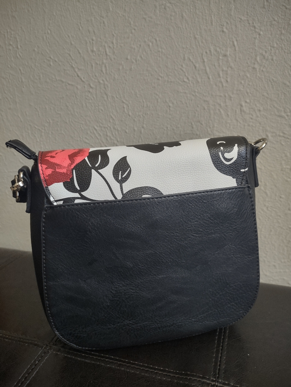 K. Carroll Accessories Floral Rose Crossbody Handbag - Black White & Red - Picture 6 of 16